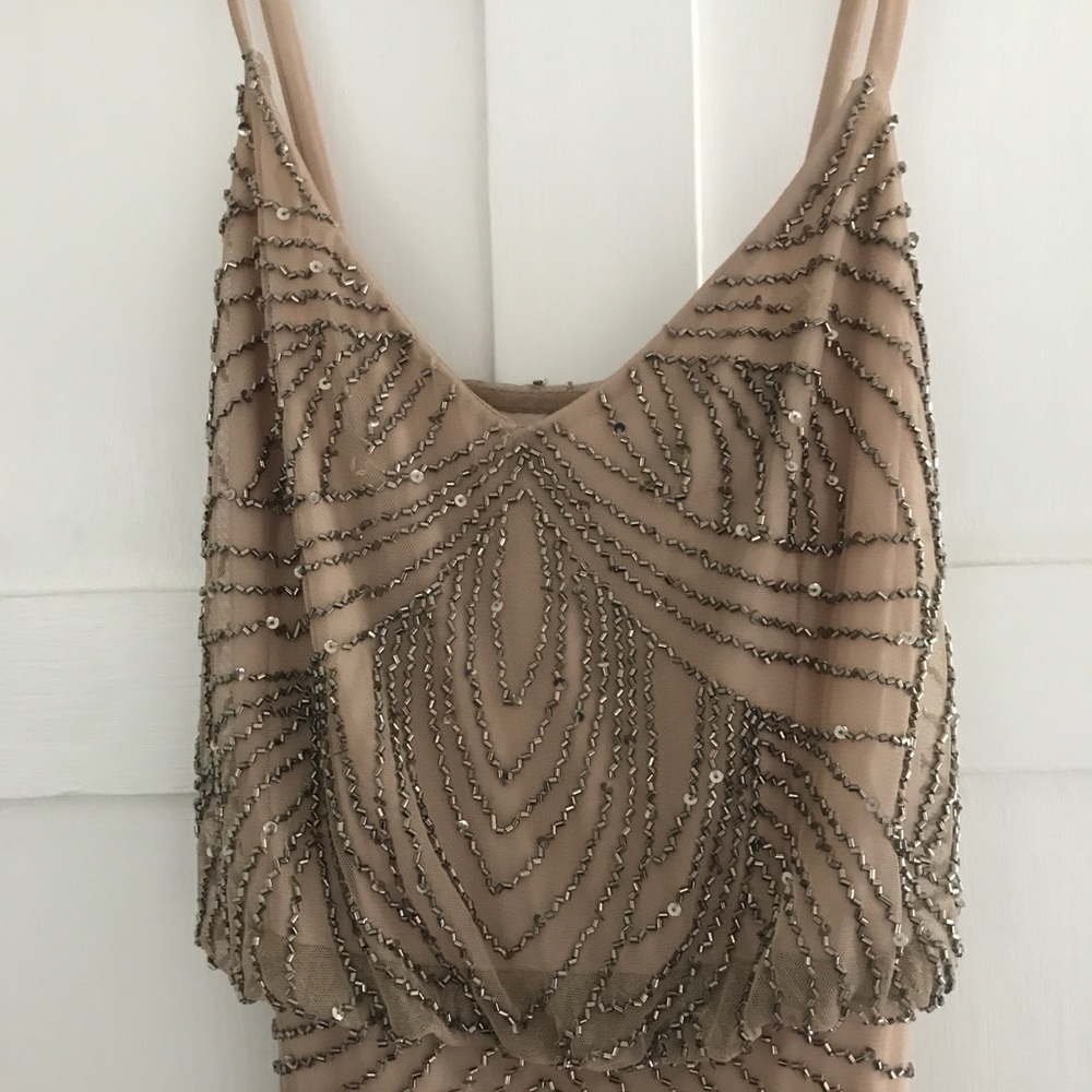Adriana Papell Cream Beaded Dress, fits like a 6-8